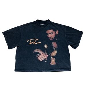Drake Take Care Album Rap Tee Black Acid Wash Graphic T-Shirt S concert unisex